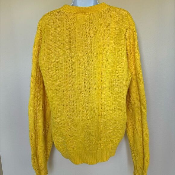 Lands’ End Vintage Drifter chunky Sweater Cable Knit Fisherman‎ Gold medium USA - Picture 3 of 8